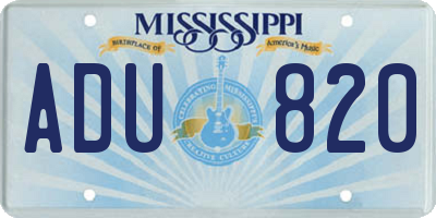 MS license plate ADU820