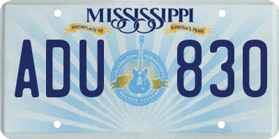 MS license plate ADU830