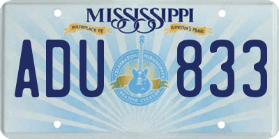 MS license plate ADU833
