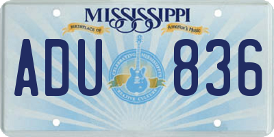 MS license plate ADU836