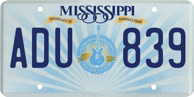 MS license plate ADU839