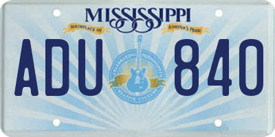MS license plate ADU840