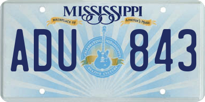MS license plate ADU843