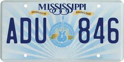 MS license plate ADU846