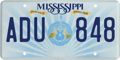 MS license plate ADU848
