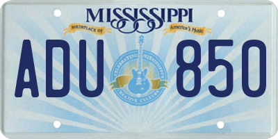 MS license plate ADU850