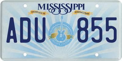 MS license plate ADU855
