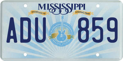 MS license plate ADU859