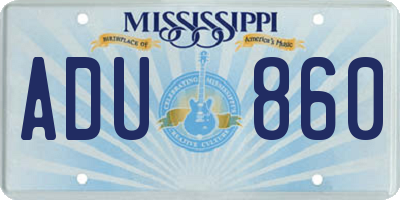 MS license plate ADU860