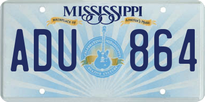 MS license plate ADU864