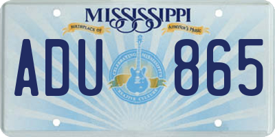 MS license plate ADU865