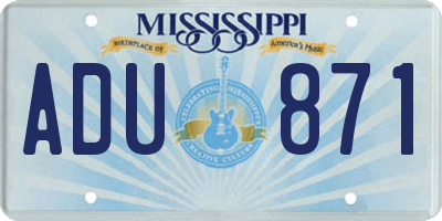 MS license plate ADU871