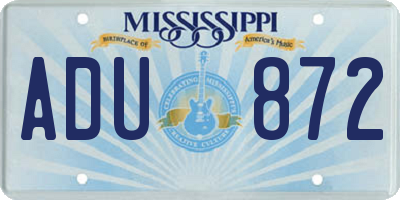 MS license plate ADU872