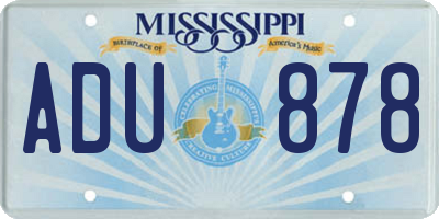 MS license plate ADU878