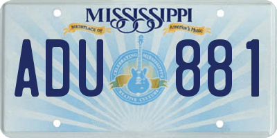 MS license plate ADU881