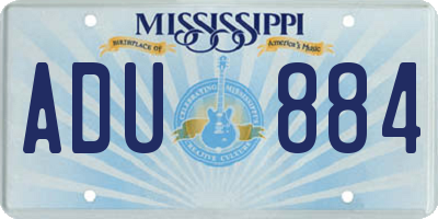 MS license plate ADU884