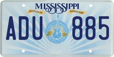 MS license plate ADU885