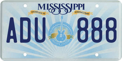 MS license plate ADU888