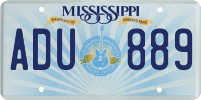 MS license plate ADU889
