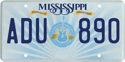 MS license plate ADU890