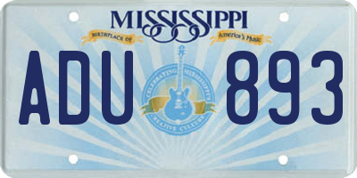 MS license plate ADU893