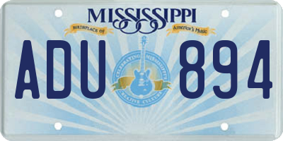 MS license plate ADU894