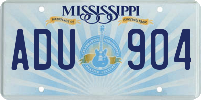 MS license plate ADU904