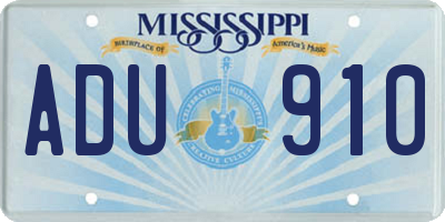MS license plate ADU910