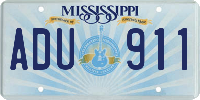 MS license plate ADU911