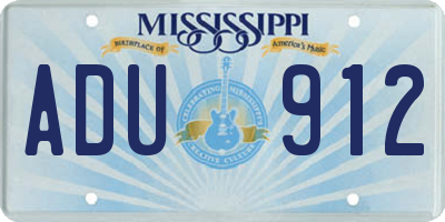 MS license plate ADU912