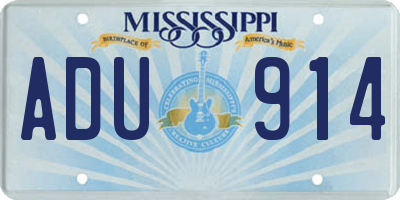 MS license plate ADU914