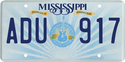 MS license plate ADU917