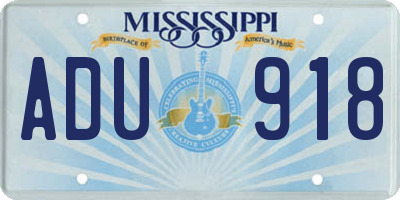 MS license plate ADU918