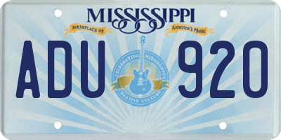 MS license plate ADU920