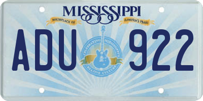 MS license plate ADU922