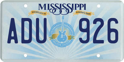 MS license plate ADU926