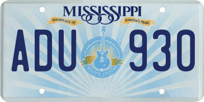 MS license plate ADU930