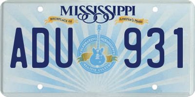 MS license plate ADU931