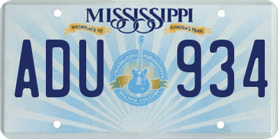MS license plate ADU934