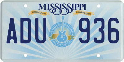 MS license plate ADU936