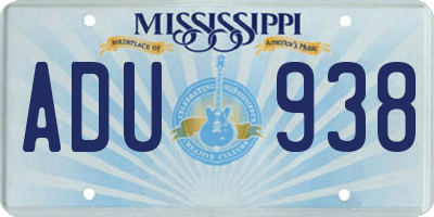 MS license plate ADU938