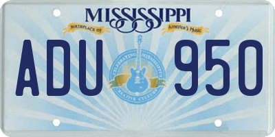 MS license plate ADU950