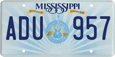MS license plate ADU957