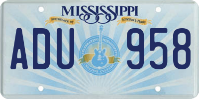 MS license plate ADU958