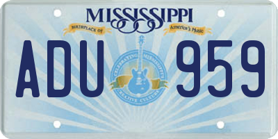 MS license plate ADU959
