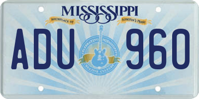 MS license plate ADU960