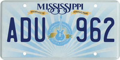 MS license plate ADU962