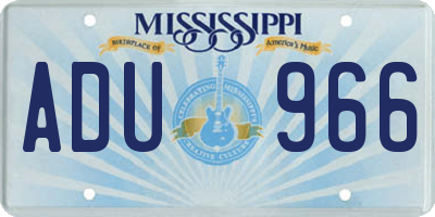 MS license plate ADU966
