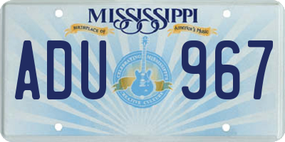 MS license plate ADU967