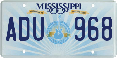 MS license plate ADU968